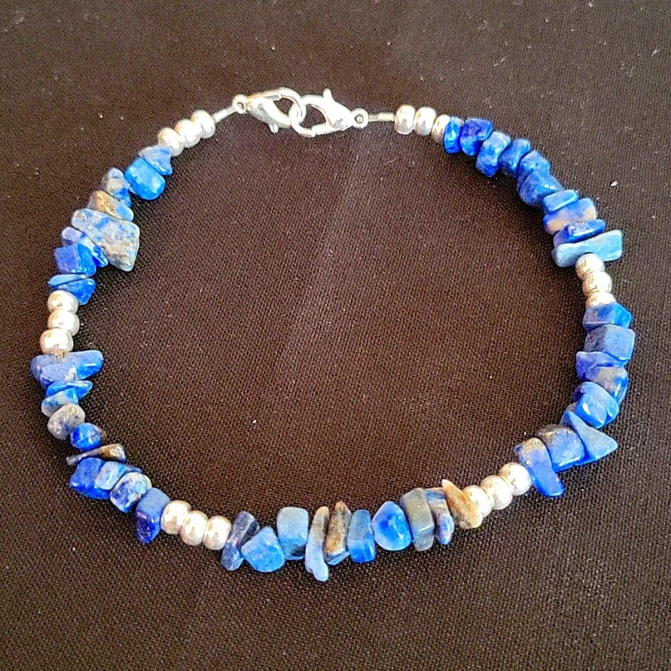 Handcrafted Lapis Lazuli And Silver Anklet